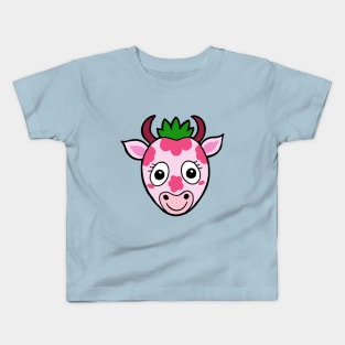 Groovy Cow - Cute Strawberry Pink Cow Kids T-Shirt